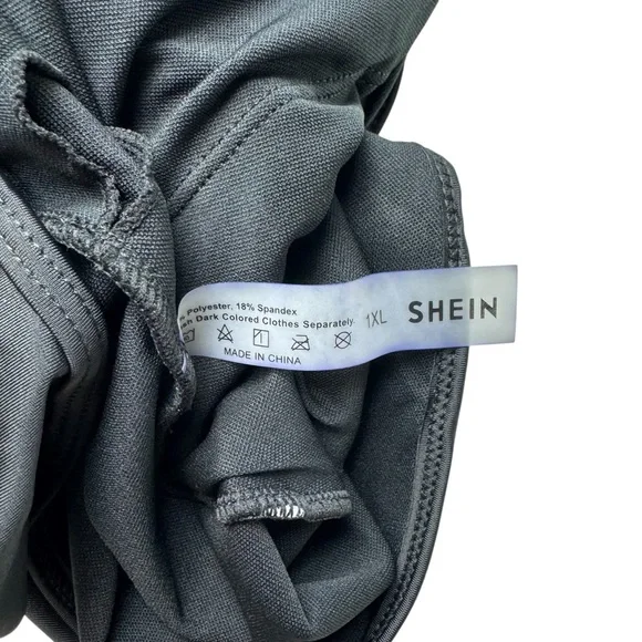 SHEIN Curve Black White Ruffle One Piece Plus Size Sexy Modest Slimming NWOT - Picture 5 of 8